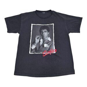 2000s Scarface Movie Graphic Tony Montana Cigar Black Shirt‎ Adult Large